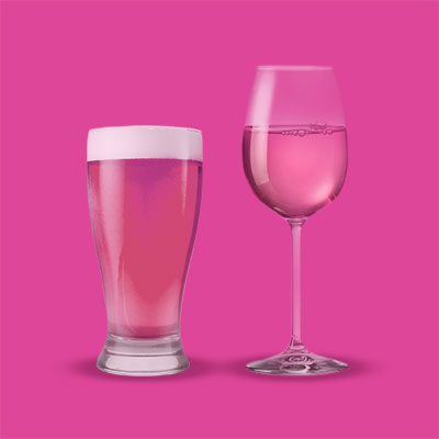 pink beer and wine
